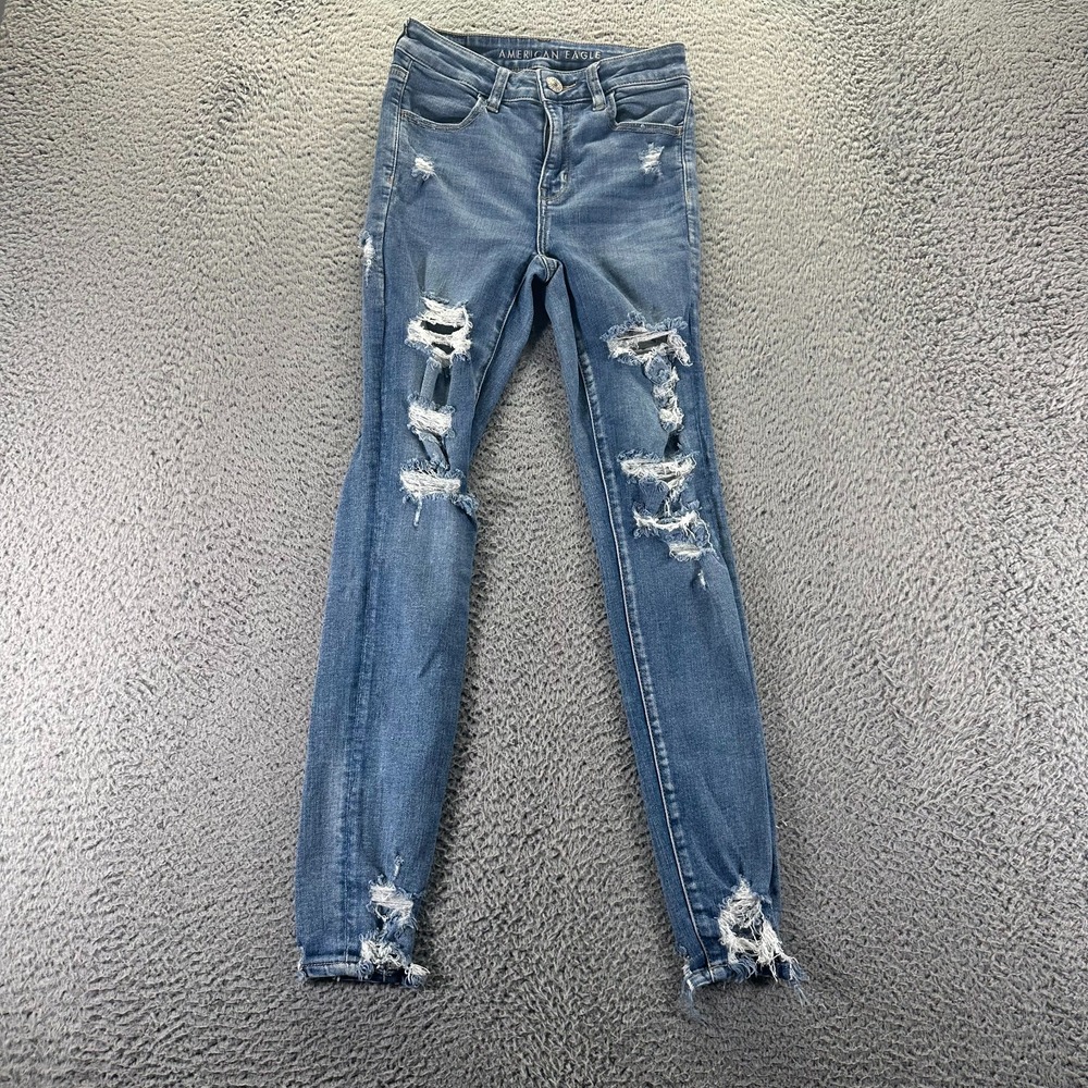 American Eagle Outfitters Next Level Jeans Womens 2 Blue Denim Jegging Stretch